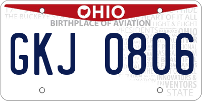 OH license plate GKJ0806