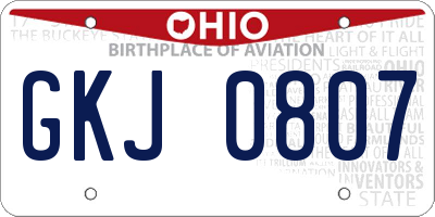 OH license plate GKJ0807