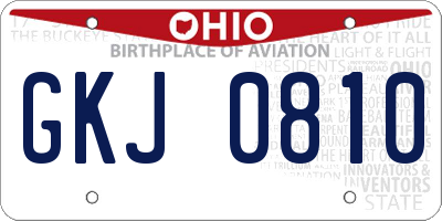 OH license plate GKJ0810