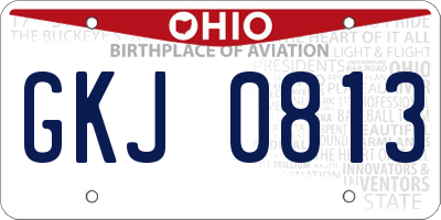 OH license plate GKJ0813
