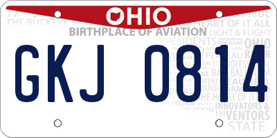 OH license plate GKJ0814