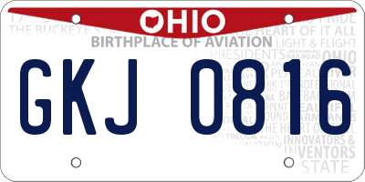 OH license plate GKJ0816