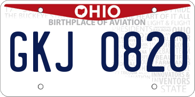 OH license plate GKJ0820