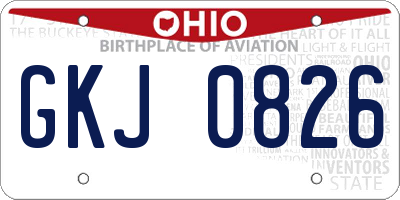 OH license plate GKJ0826
