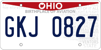 OH license plate GKJ0827