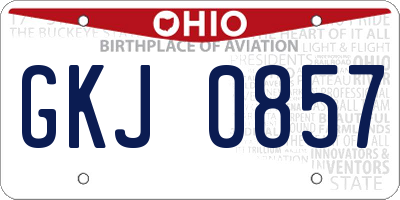 OH license plate GKJ0857