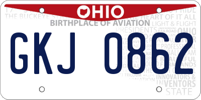OH license plate GKJ0862