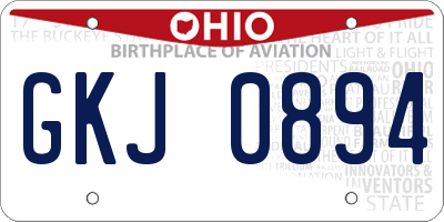 OH license plate GKJ0894
