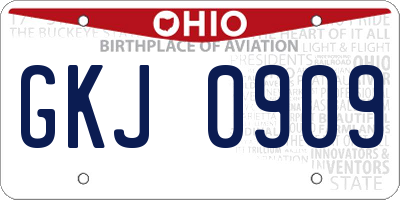 OH license plate GKJ0909