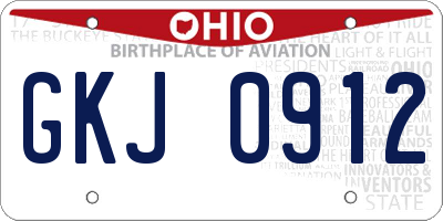 OH license plate GKJ0912