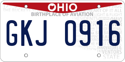OH license plate GKJ0916