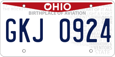 OH license plate GKJ0924