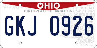 OH license plate GKJ0926