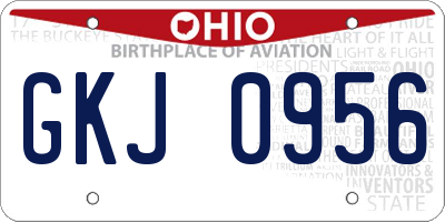 OH license plate GKJ0956