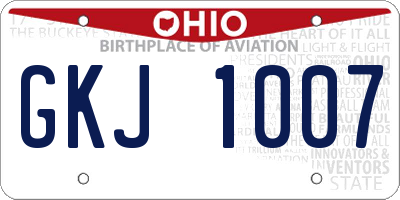 OH license plate GKJ1007