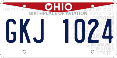 OH license plate GKJ1024