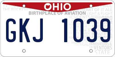 OH license plate GKJ1039