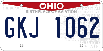 OH license plate GKJ1062