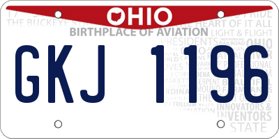 OH license plate GKJ1196