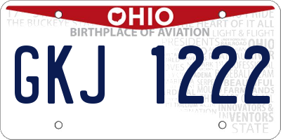 OH license plate GKJ1222