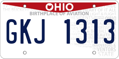OH license plate GKJ1313