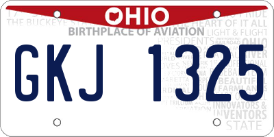 OH license plate GKJ1325