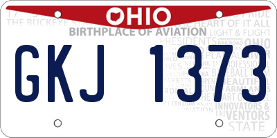 OH license plate GKJ1373