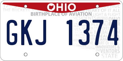 OH license plate GKJ1374