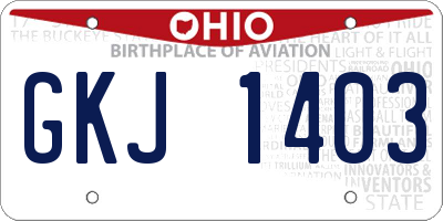 OH license plate GKJ1403