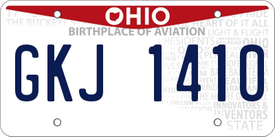 OH license plate GKJ1410