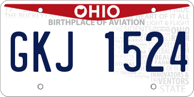 OH license plate GKJ1524
