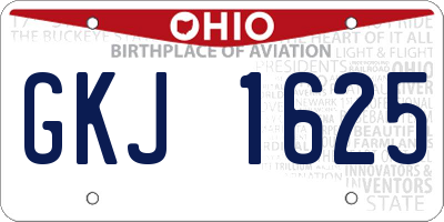 OH license plate GKJ1625