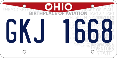 OH license plate GKJ1668