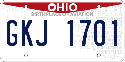 OH license plate GKJ1701