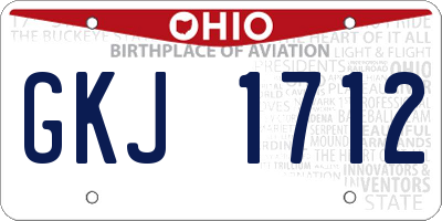 OH license plate GKJ1712