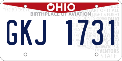 OH license plate GKJ1731