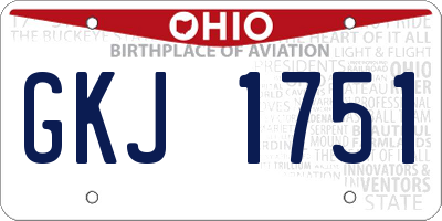 OH license plate GKJ1751