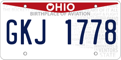 OH license plate GKJ1778