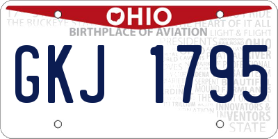 OH license plate GKJ1795