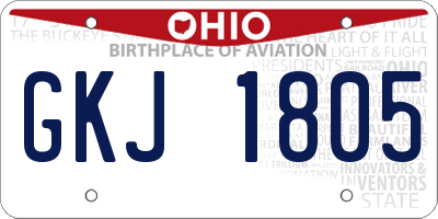 OH license plate GKJ1805