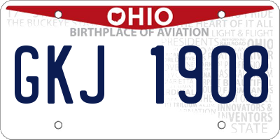OH license plate GKJ1908