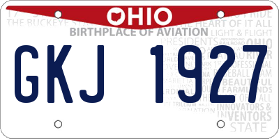 OH license plate GKJ1927