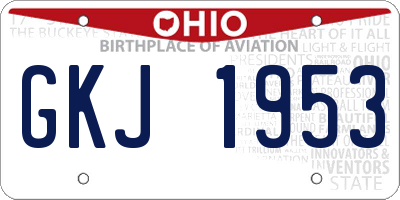 OH license plate GKJ1953