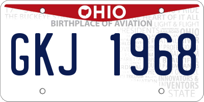 OH license plate GKJ1968
