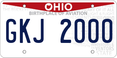 OH license plate GKJ2000