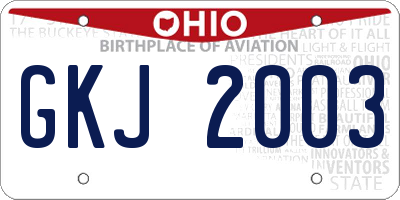 OH license plate GKJ2003