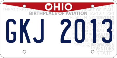 OH license plate GKJ2013
