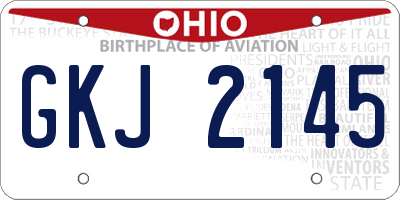 OH license plate GKJ2145