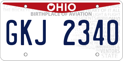 OH license plate GKJ2340