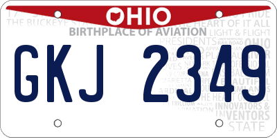 OH license plate GKJ2349